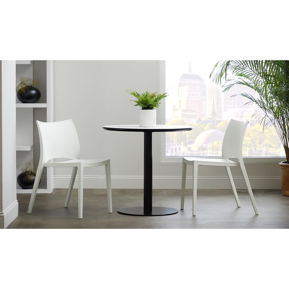 Set of Two White Heavy Duty Plastic Outdoor Stacking Dining Chairs