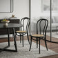 Set of Two Black and Natural Solid Wood And Rattan Curved Back Dining Side Chairs