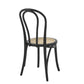 Set of Two Black and Natural Solid Wood And Rattan Curved Back Dining Side Chairs