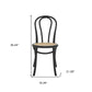 Set of Two Black and Natural Solid Wood And Rattan Curved Back Dining Side Chairs