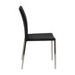 Set of Two Black and Silver Upholstered Faux Leather Dining Side Chairs