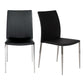 Set of Two Black and Silver Upholstered Faux Leather Dining Side Chairs