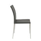 Set of Two Gray and Silver Upholstered Leather Dining Side Chairs