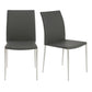 Set of Two Gray and Silver Upholstered Leather Dining Side Chairs