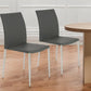 Set of Two Gray and Silver Upholstered Leather Dining Side Chairs