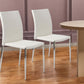 Set of Two White and Silver Upholstered Faux Leather Dining Side Chairs