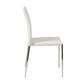 Set of Two White and Silver Upholstered Faux Leather Dining Side Chairs