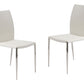 Set of Two White and Silver Upholstered Faux Leather Dining Side Chairs