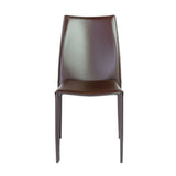 Set of Two Brown Upholstered Leather Dining Side Chairs