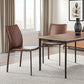 Set of Two Brown Upholstered Leather Dining Side Chairs
