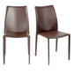 Set of Two Brown Upholstered Leather Dining Side Chairs