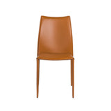 Set of Two Terra Cotta Upholstered Leather Dining Side Chairs