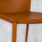 Set of Two Terra Cotta Upholstered Leather Dining Side Chairs