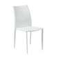 Set of Two White Upholstered Leather Dining Side Chairs
