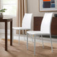 Set of Two White Upholstered Leather Dining Side Chairs