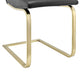Set of Two Black and Gold Upholstered Leather Dining Side Chairs