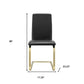 Set of Two Black and Gold Upholstered Leather Dining Side Chairs
