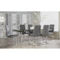 Set of Two Gray and Silver Upholstered Leather Dining Side Chairs