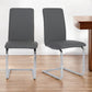 Set of Two Gray and Silver Upholstered Leather Dining Side Chairs