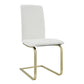 Set of Two White and Gold Upholstered Leather Dining Side Chairs