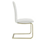 Set of Two White and Gold Upholstered Leather Dining Side Chairs