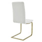 Set of Two White and Gold Upholstered Leather Dining Side Chairs