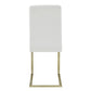 Set of Two White and Gold Upholstered Leather Dining Side Chairs