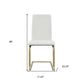 Set of Two White and Gold Upholstered Leather Dining Side Chairs
