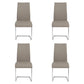 Set of Four Taupe and Silver Upholstered Leather Dining Side Chairs