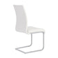 Set of Four White and Silver Upholstered Leather Dining Side Chairs
