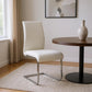 Set of Four White and Silver Upholstered Leather Dining Side Chairs