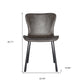 Set of Two Gray and Silver Upholstered Leather Dining Side Chairs