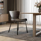 Set of Two Gray and Silver Upholstered Leather Dining Side Chairs