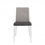 Set of Two Light Gray And Silver Upholstered Fabric Dining Side Chairs