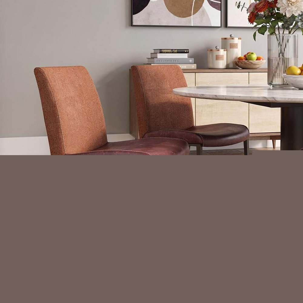 Set of Two Brown and Rust Stainless Steel Chairs