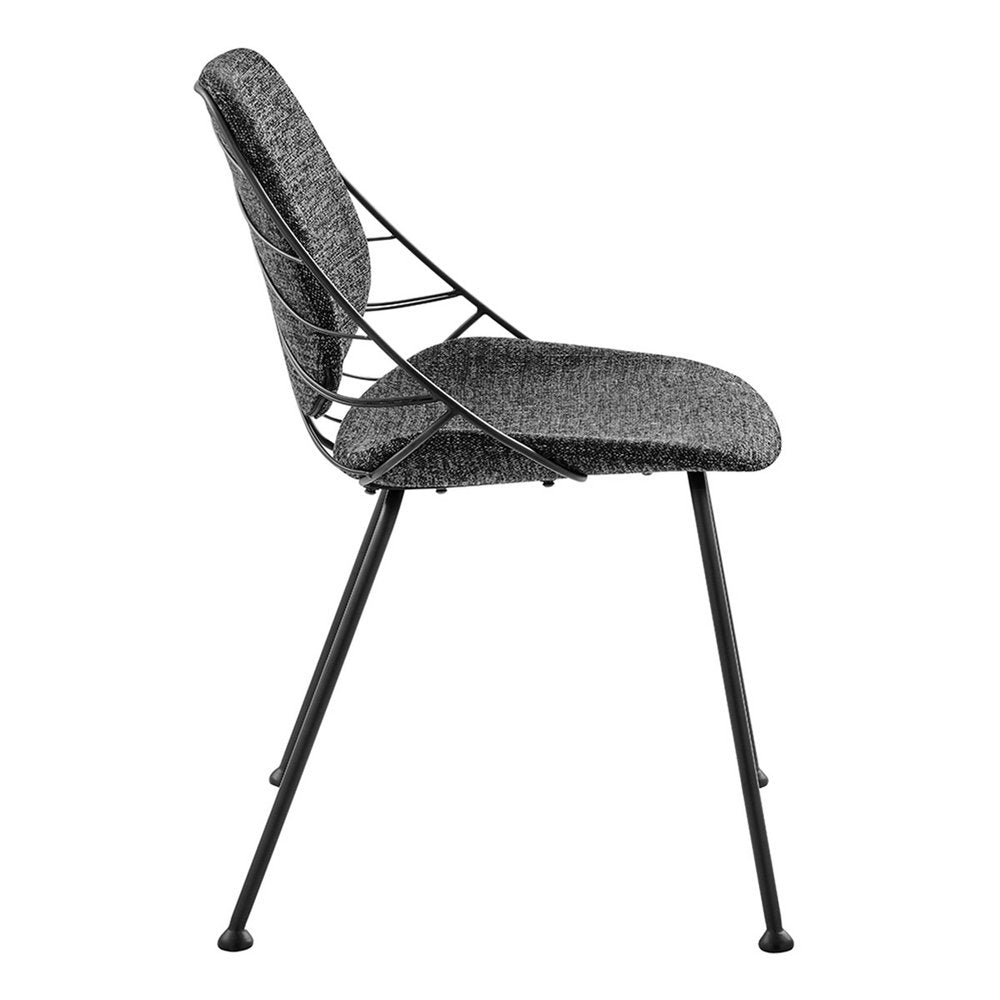 Set of Two Black Upholstered Fabric Dining Side Chairs