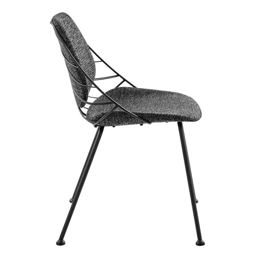 Set of Two Black Upholstered Fabric Dining Side Chairs