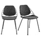 Set of Two Black Upholstered Fabric Dining Side Chairs