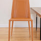 Terra Cotta Upholstered Leather Dining Side Chair