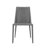 Gray Upholstered Leather Dining Side Chair