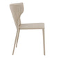 Set of Two Beige Upholstered Leather Curved Back Dining Side Chairs