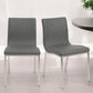 Set of Two Gray And Silver Upholstered Leather Dining Side Chairs