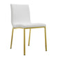 Set of Two White and Gold Upholstered Leather Dining Side Chairs