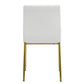 Set of Two White and Gold Upholstered Leather Dining Side Chairs