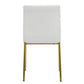 Set of Two White and Gold Upholstered Leather Dining Side Chairs