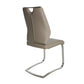 Set of Two Taupe and Silver Upholstered Leather Dining Side Chairs
