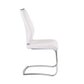 Set of Two White and Silver Upholstered Leather Dining Side Chairs
