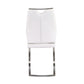 Set of Two White and Silver Upholstered Leather Dining Side Chairs
