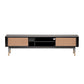 Black Wood and Wicker Media Stand