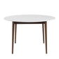 47" White And Brown Rounded Dining Table
